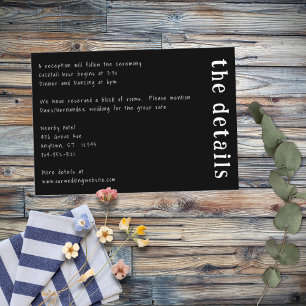 Casual Handgeschreven Typografie Wit & Zwart Informatiekaartje