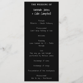 Casual Handgeschreven Typografie Wit & Zwart Programmakaart