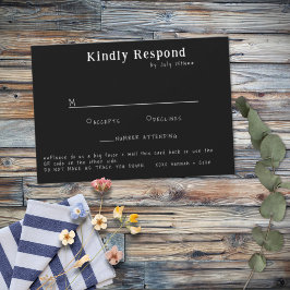 Casual Handgeschreven Typografie Wit & Zwart RSVP Kaartje