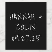 Casual Handgeschreven Typografie Wit & Zwart Wijn Etiket (Enkel label)