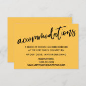 Casual handschrift abrikoos bruiloft accommodaties informatiekaartje (Voorkant / Achterkant)
