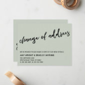 Casual Handschrift Adreswijziging Sage Groen Notitiekaartje (Voorkant / Achterkant in situ)