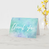 Casual handschrift Bedankt Turquoise Waterverf Kaart (Gele Bloem)