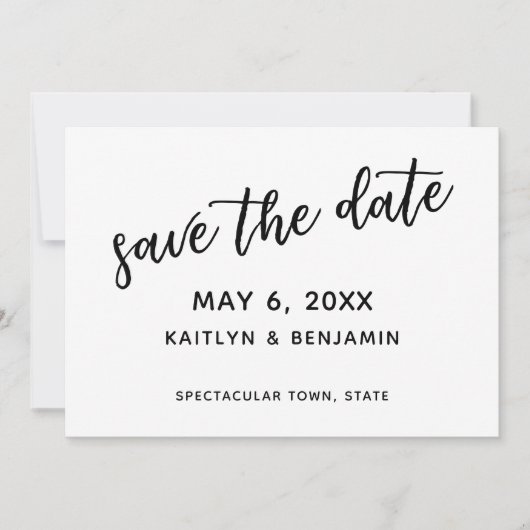 Casual Handschrift Bewaar de datum, eenvoudige bru Save The Date (Voorkant)