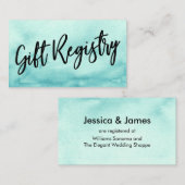 Casual handschrift Blauwgroen Waterverf Gift Regis Informatiekaartje (Voorkant / Achterkant)