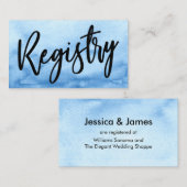 Casual handschrift Blue Waterverf Gift Registry Informatiekaartje (Voorkant / Achterkant)