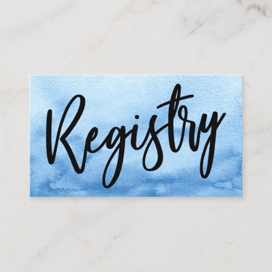 Casual handschrift Blue Waterverf Gift Registry Informatiekaartje (Voorkant)