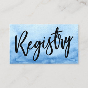 Casual handschrift Blue Waterverf Gift Registry Informatiekaartje