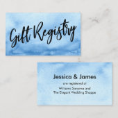Casual handschrift Blue Waterverf Gift Registry Informatiekaartje (Voorkant / Achterkant)
