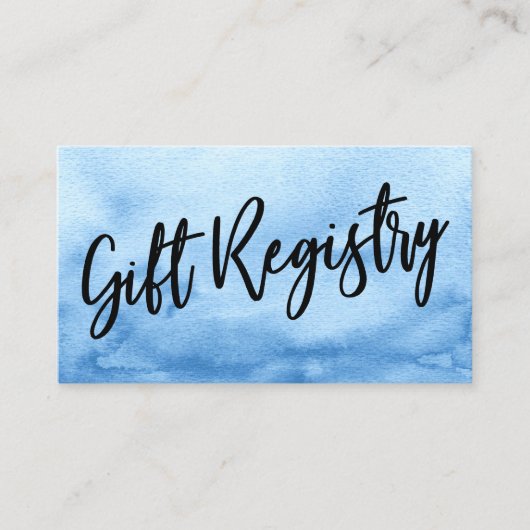 Casual handschrift Blue Waterverf Gift Registry Informatiekaartje (Voorkant)
