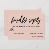 Casual Handschrift Blush Roze Bruiloft RSVP Kaart (Voorkant / Achterkant)