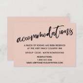 Casual Handschrift Blush Trouwaccommodaties Informatiekaartje (Voorkant / Achterkant)