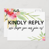 Casual handschrift Boho Floral RSVP Song Verzoek Briefkaart (Voorkant / Achterkant)