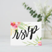 Casual handschrift Boho Waterverf Floral RSVP Briefkaart (Staand voorkant)