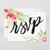 Casual handschrift Boho Waterverf Floral RSVP Briefkaart (Voorkant / Achterkant)