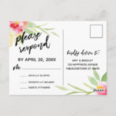 Casual handschrift Boho Waterverf Floral RSVP Briefkaart (Achterkant)