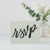 Casual handschrift Bold Sage Green RSVP Briefkaart (Staand voorkant)