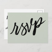 Casual handschrift Bold Sage Green RSVP Briefkaart (Voorkant / Achterkant)