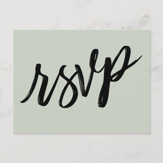 Casual handschrift Bold Sage Green RSVP Briefkaart (Voorkant)