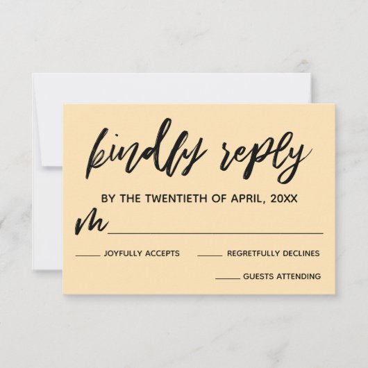 Casual Handschrift Bord Peach Bruiloft RSVP Kaart (Voorkant)