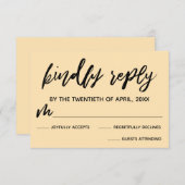 Casual Handschrift Bord Peach Bruiloft RSVP Kaart (Voorkant / Achterkant)