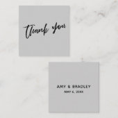 Casual handschrift bruiloft dank u lichtgrijs informatiekaartje (Voorkant / Achterkant)