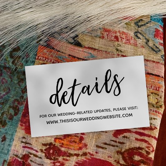 Casual handschrift bruiloft details behuizing Kaar Visitekaartje