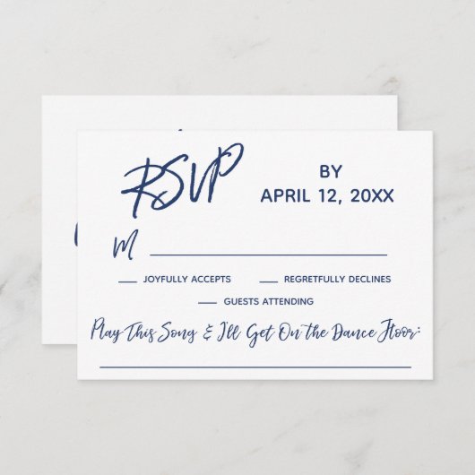 Casual Handschrift Bruiloft RSVP met Song Verzoek (Voorkant / Achterkant)