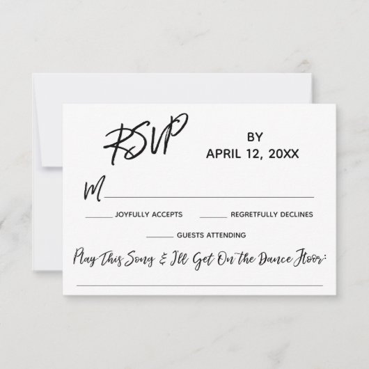 Casual Handschrift Bruiloft RSVP met Song Verzoek (Voorkant)