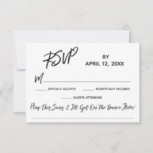 Casual Handschrift Bruiloft RSVP met Song Verzoek Kaartje
