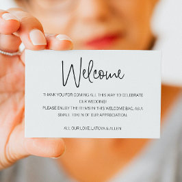 Casual handschrift bruiloft Welkomstcadeau voor ta Plaatskaartje