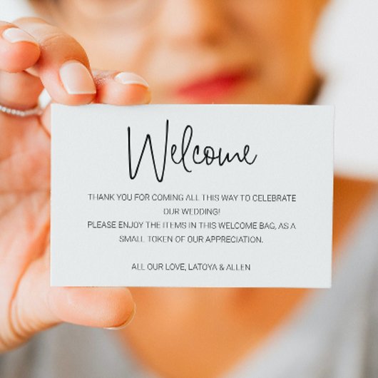 Casual handschrift bruiloft Welkomstcadeau voor ta Plaatskaartje