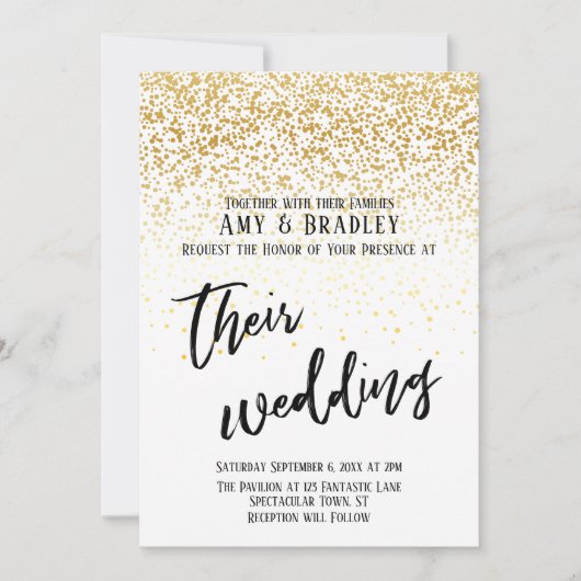Casual handschrift Confetti Typography Wedding Kaart (Voorkant)