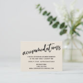 Casual handschrift, crème bruiloft accommodaties informatiekaartje (Staand voorkant)
