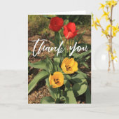 Casual handschrift dank u rode & gele tulpen kaart (Gele Bloem)