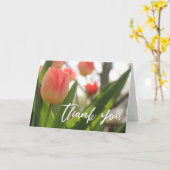 Casual handschrift dank u roze tulpen kaart (Gele Bloem)