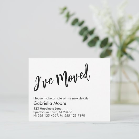 Casual handschrift dat ik heb aangekondigd notitiekaartje (Staand voorkant)