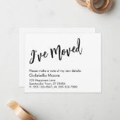 Casual handschrift dat ik heb aangekondigd notitiekaartje (Voorkant / Achterkant in situ)