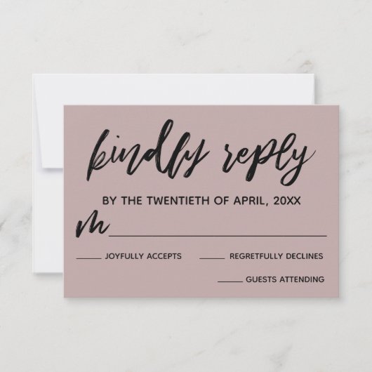 Casual Handschrift Dusty Roos Roze Bruiloft RSVP (Voorkant)