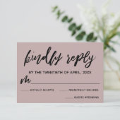 Casual Handschrift Dusty Roos Roze Bruiloft RSVP (Staand voorkant)