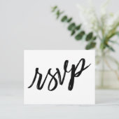 Casual handschrift Eenvoudig zwart-wit RSVP Briefkaart (Staand voorkant)