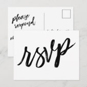Casual handschrift Eenvoudig zwart-wit RSVP Briefkaart (Voorkant / Achterkant)