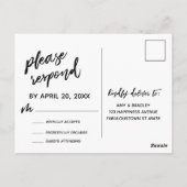 Casual handschrift Eenvoudig zwart-wit RSVP Briefkaart (Achterkant)