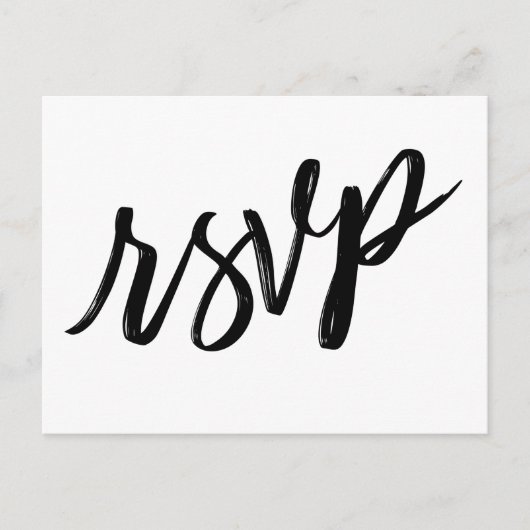 Casual handschrift Eenvoudig zwart-wit RSVP Briefkaart (Voorkant)