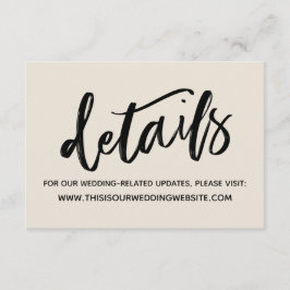 Casual handschrift eenvoudige bruiloft details crè informatiekaartje