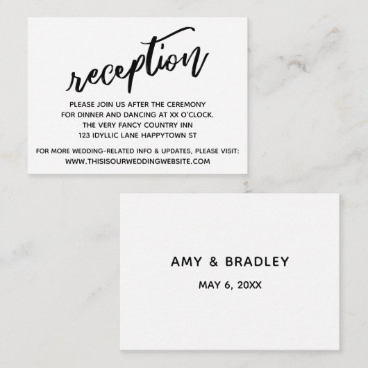 Casual handschrift Eenvoudige bruiloft Informatiekaartje (Voorkant / Achterkant)