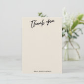 Casual handschrift eenvoudige typografie crème bedankkaart (Staand voorkant)
