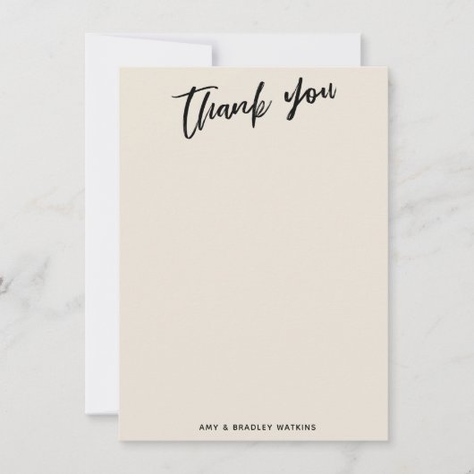Casual handschrift eenvoudige typografie crème bedankkaart (Voorkant)