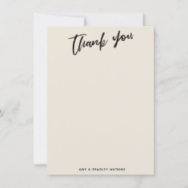 Casual handschrift eenvoudige typografie crème bedankkaart