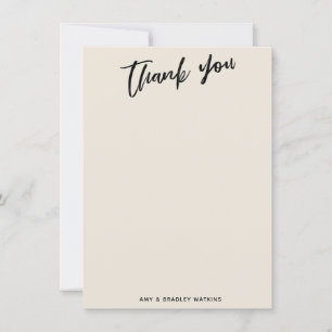 Casual handschrift eenvoudige typografie crème bedankkaart